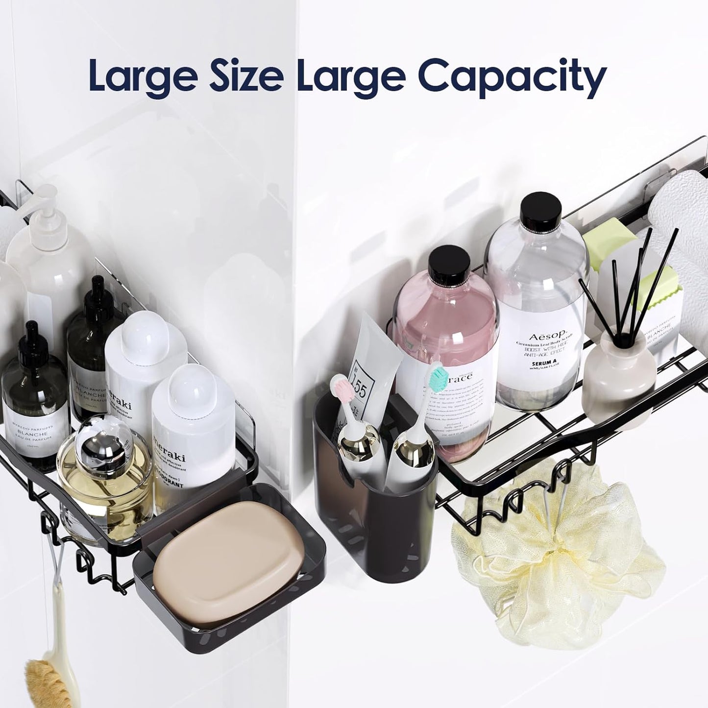 7-Pack Adhesive Stainless Steel Shower Organizer Shelf