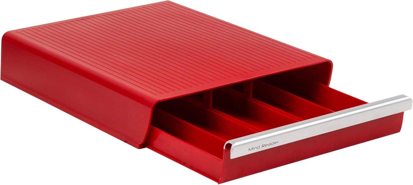 Single Serve Coffee Capsule Organizer, 30-Pod Capacity, 5-Row Design with 2-Inch Dividers, Countertop Storage Base (Coffee Maker Not Included), Red