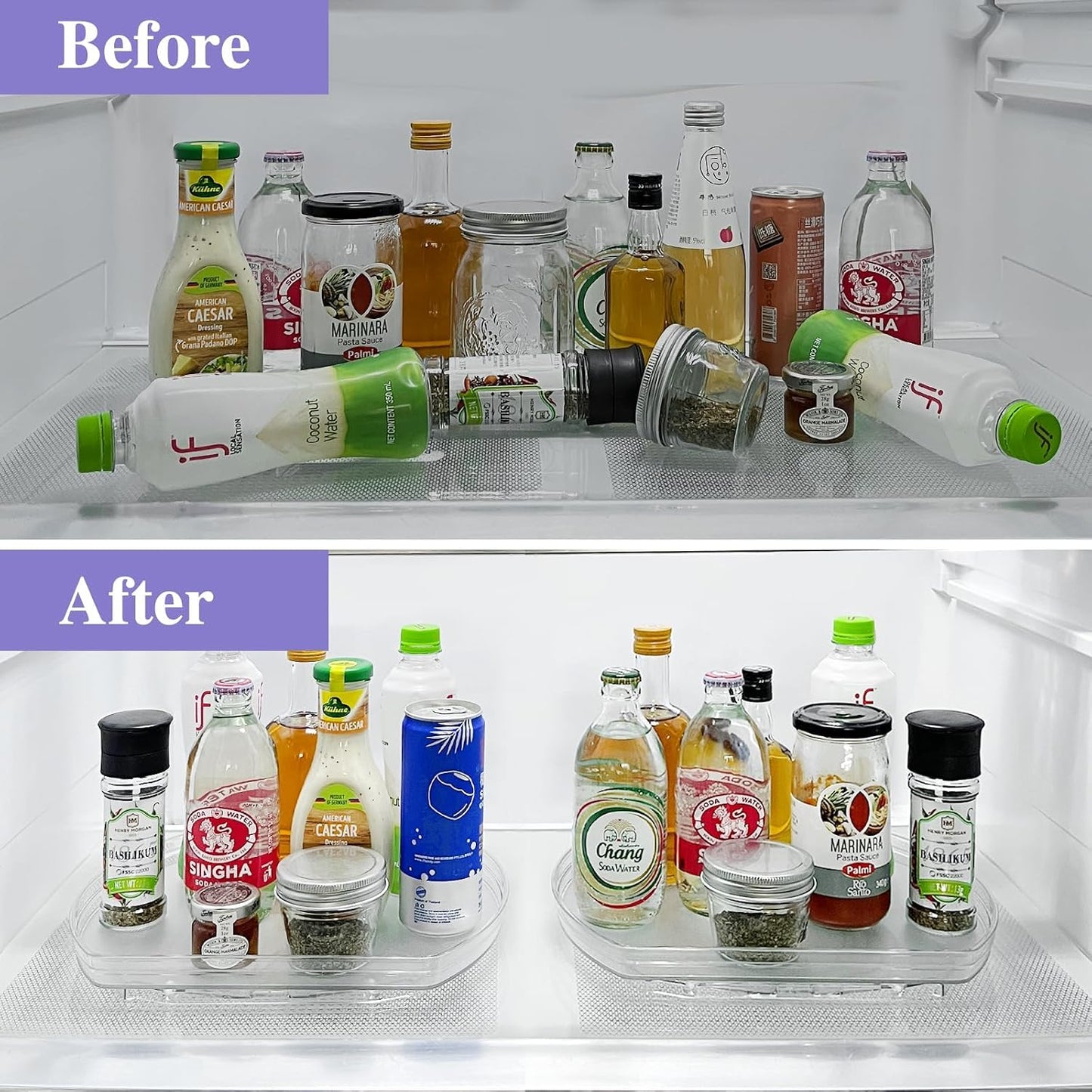 360° Rotating Lazy Susan Turntable Organizer - Versatile 11.8" x 8.7" Rectangular Storage Solution for Refrigerator, Cabinet, Pantry, and Kitchen Countertop