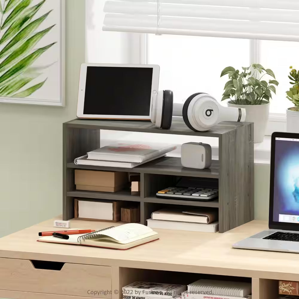 Hermite French Oak Desktop Organizer and Bookcase