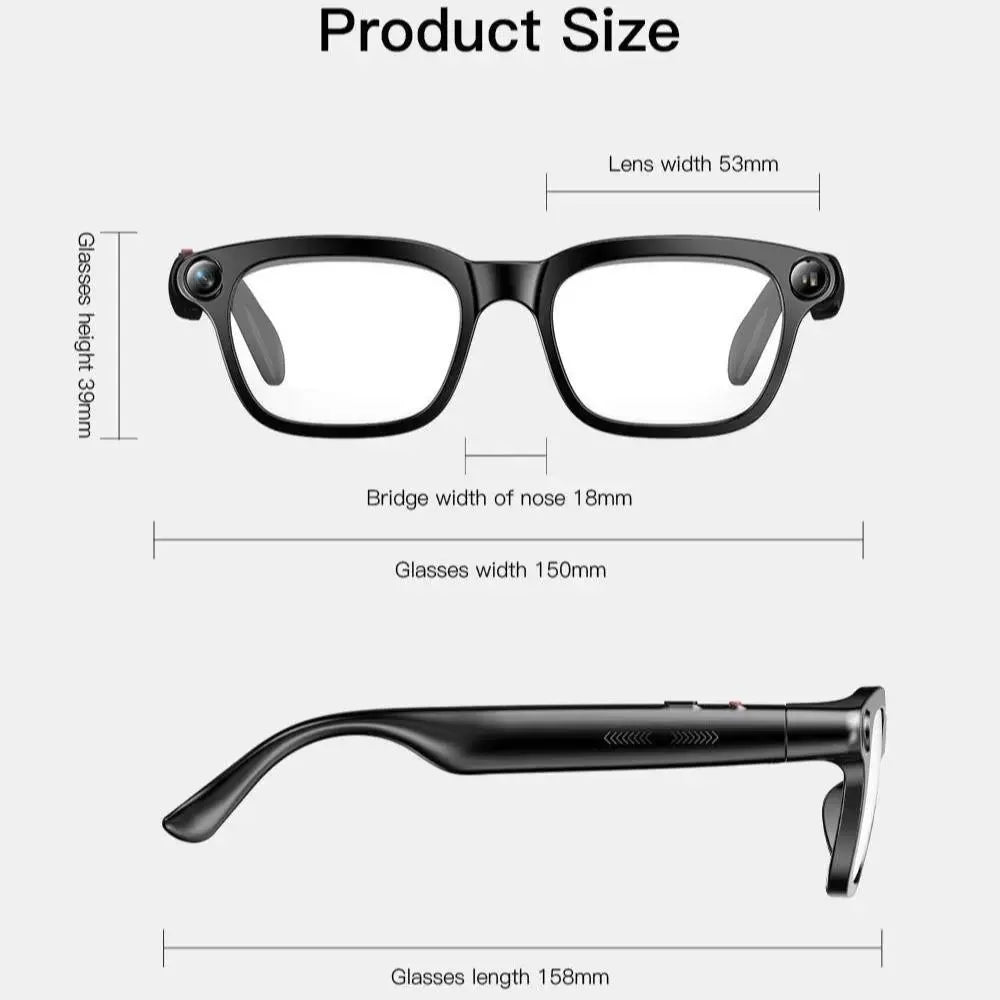 2026 New Wireless Wearable AI Smart Eyewear - 8MP Camera, Photo & Video Recording, Open-Ear HD Audio, Bluetooth Calls & Music, UV Protection, Multi-Language Translation, Button Control, Cool Tech Gadgets for Travel