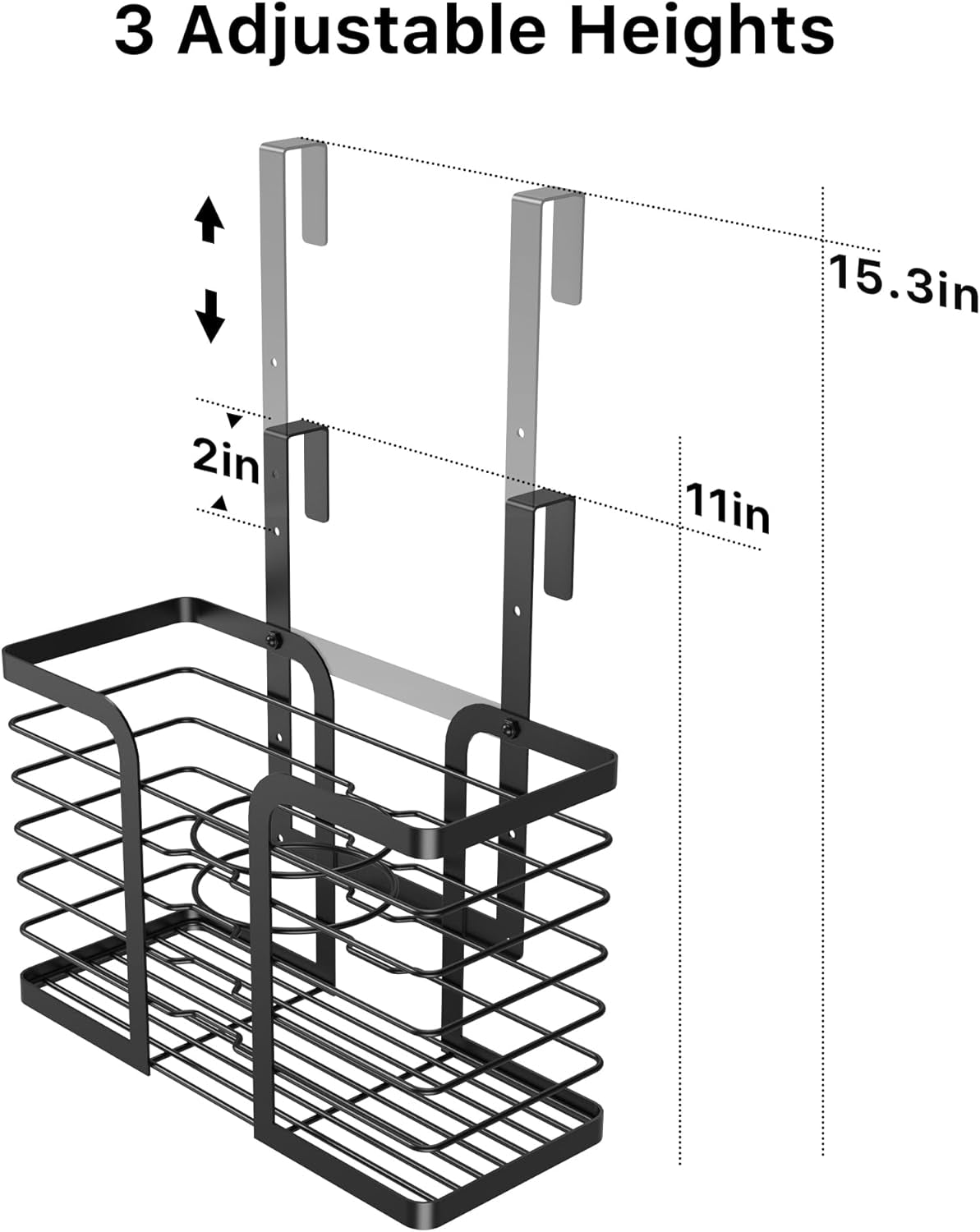 3-In-1 Adjustable Hair Dryer Holder and Tool Organizer for Wall Mounting or Cabinet Doors - Compatible with Flat Irons, Curling Irons, and Hair Straighteners