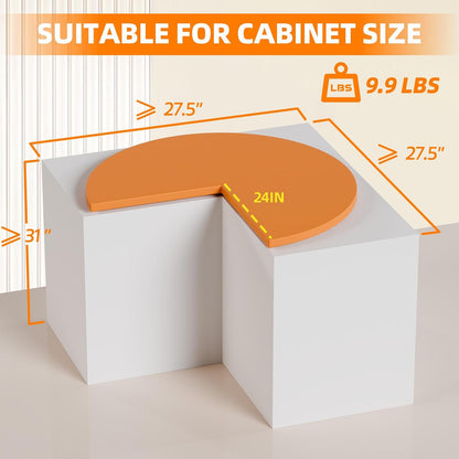 24-Inch Corner Cabinet Turntable with 270° Rotation, Adjustable Height 2-Tier Stainless Steel Storage Rack for Kitchen Cabinets