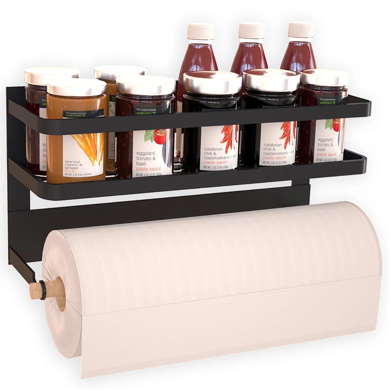 Magnetic Spice Rack and Paper Towel Holder for Refrigerator