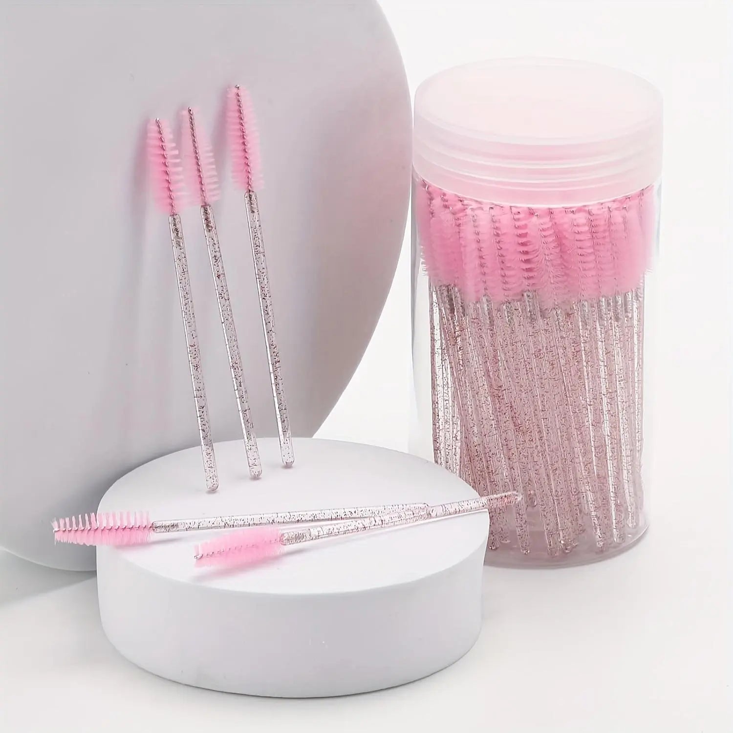 Disposable Eyelash Brush with Container, 40Pcs/Box Mascara Wands for Travel Eyelash Makeup, Portable Makeup Tools, Spoolie Accessories for Eyelash Extensions, Cosmetic Accessory, Makeup Brushes, Eyelash Tools, Cosmetics Makeup Tools