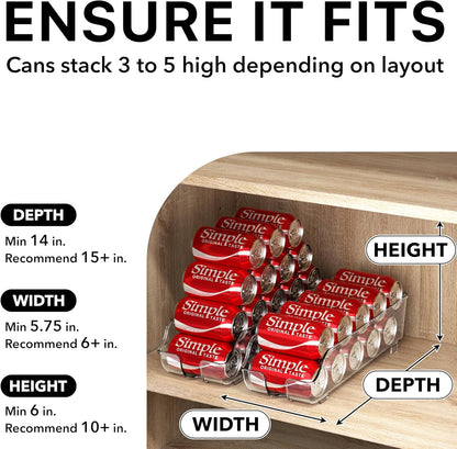 Soda Can Organizer and Dispenser Set for Refrigerator or Pantry, 2-Pack