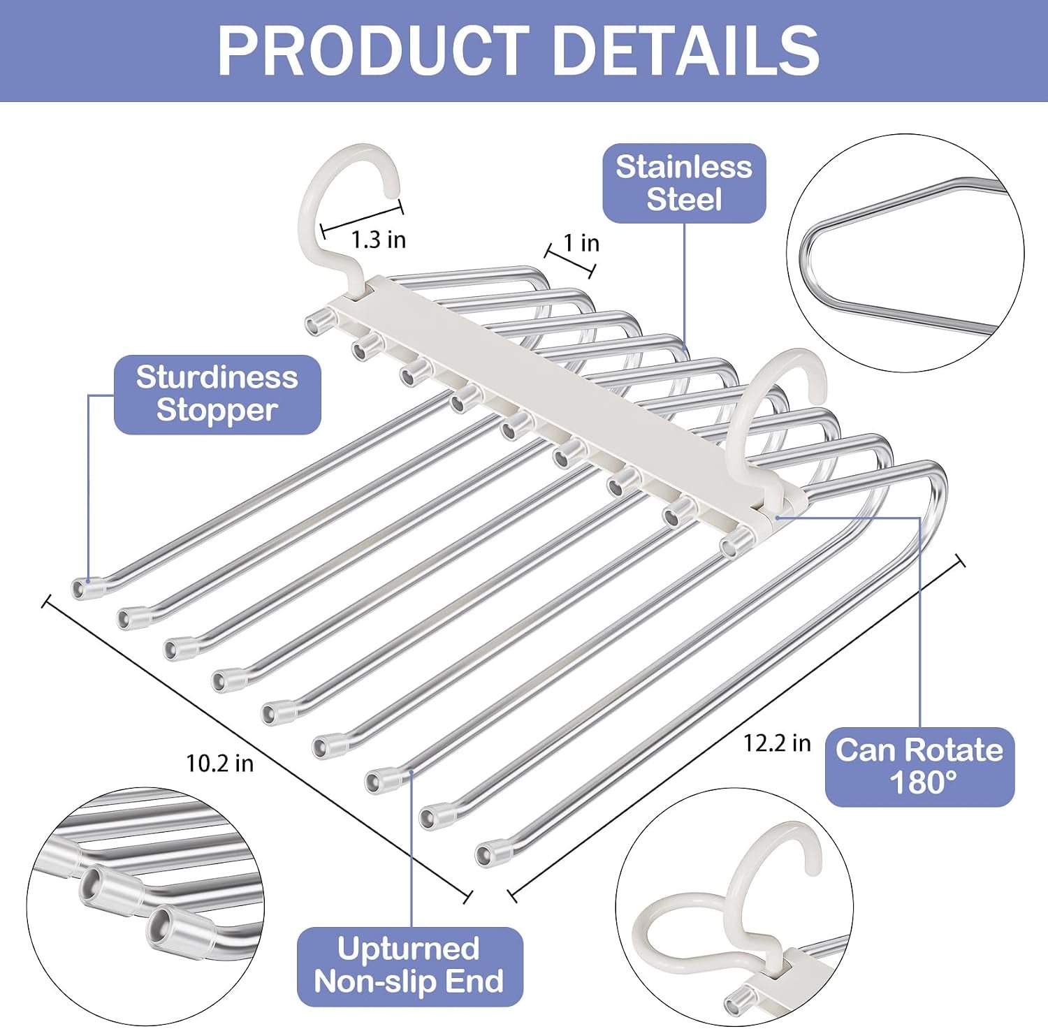 Upgrade 9 Layers Pants Hanger Space Saving Non-Slip Closet Organizer 2 Pack
