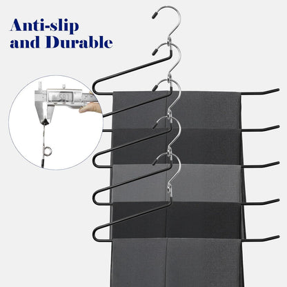Pants Hangers Space Saving - 20 Pack Non Slip Metal Hangers for Closet Multiple Layers,Open Ended Pants Hangers for Jeans Trouser Slacks (20, Black)
