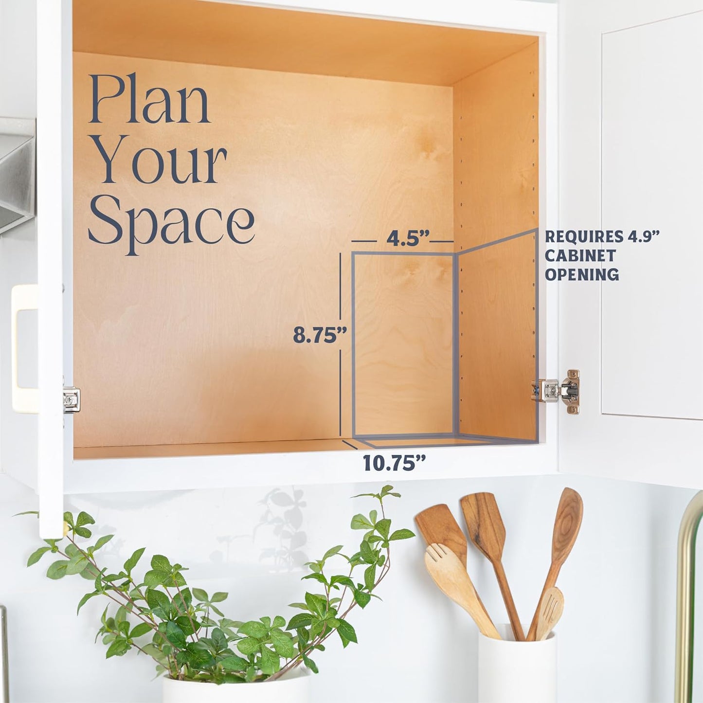 Pull-Out Cabinet Organizer for Spices and Canned Goods, Dimensions: 4.5"W x 10.375"D x 8.875"H