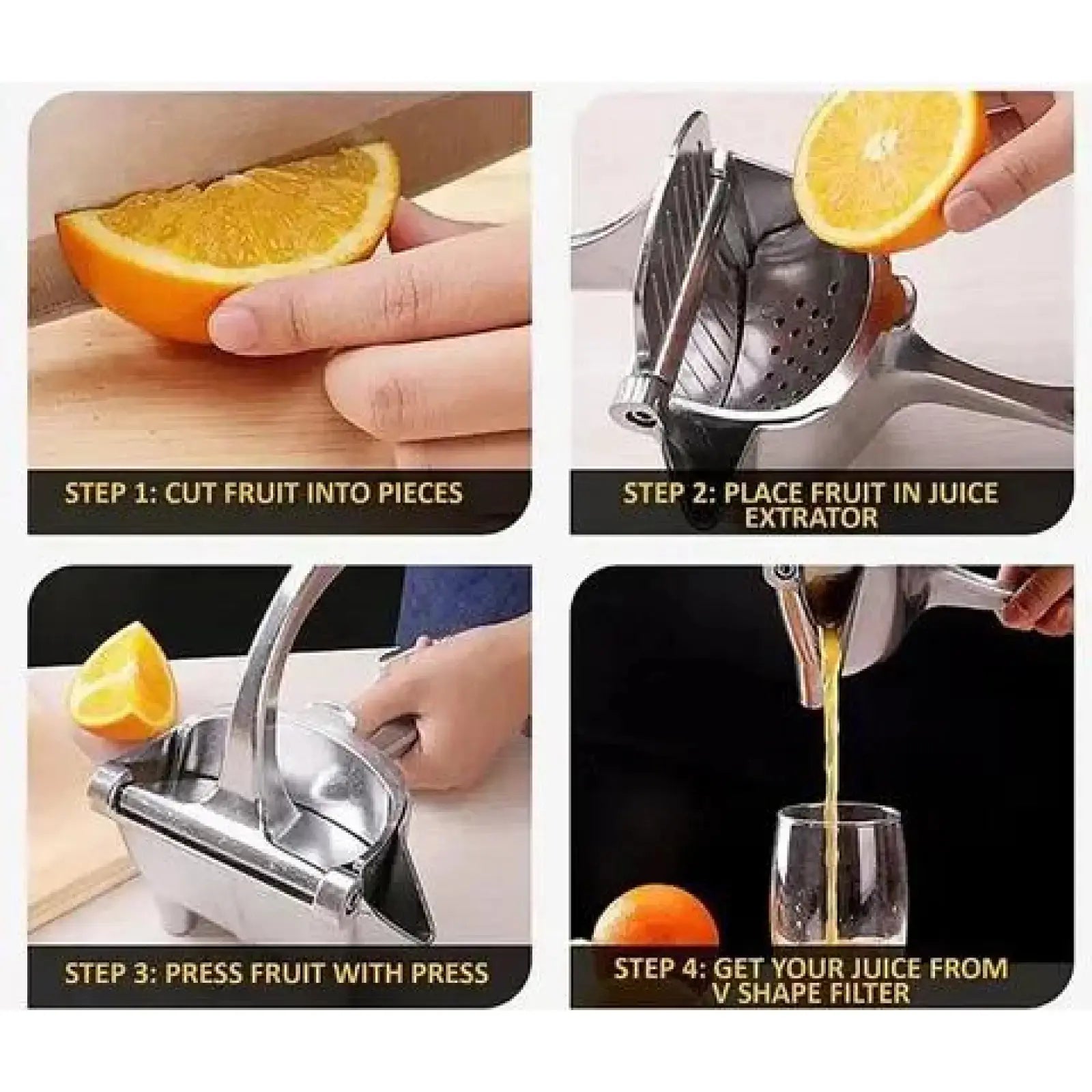 Aluminum Manual Fruit Squeezer - Detachable Citrus Juicer for Pomegranate and Other Fruits, Compact and Easy-Clean Kitchen Tool
