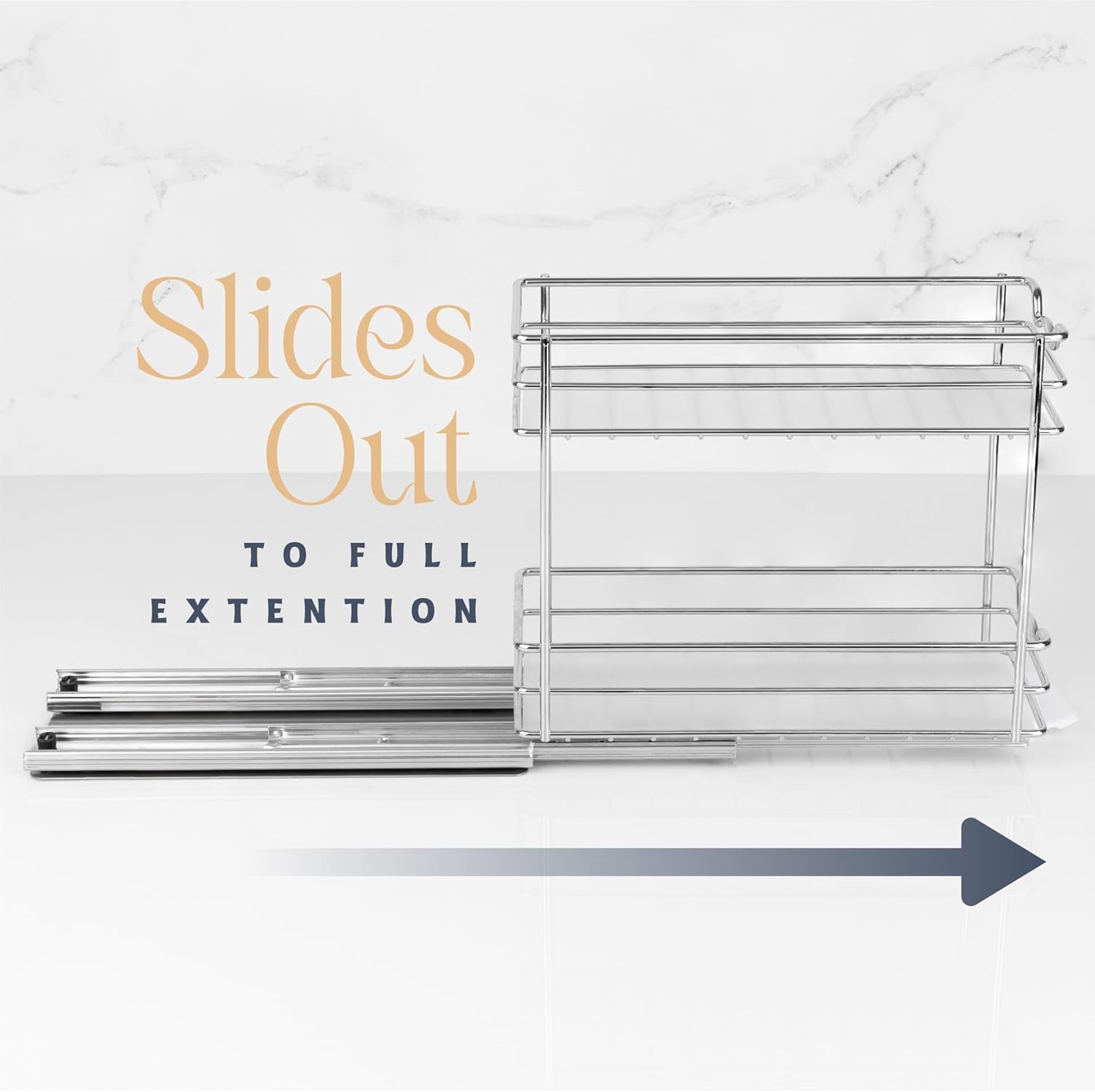 Pull-Out Cabinet Organizer for Spices and Canned Goods, Dimensions: 4.5"W x 10.375"D x 8.875"H