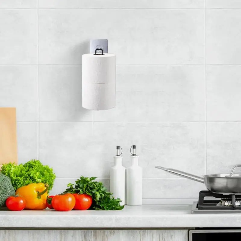 Wall Mounted Toilet Paper Holder, Punch Free Toilet Paper Storage Rack with Towel Bar, Toilet Paper Dispenser Rack, Bathroom Storage Rack for Kitchen & Bathroom, Toilet Paper Organizer, Toilet Paper Roll Holder, Bathroom Gadgets
