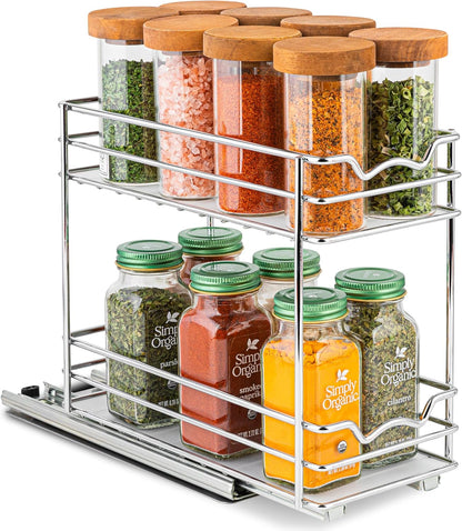Pull-Out Cabinet Organizer for Spices and Canned Goods, Dimensions: 4.5"W x 10.375"D x 8.875"H