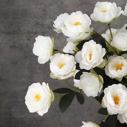 4 Artificial Peony Flowers for Vases, 28 Realistic Flower Heads, Long Stems, DIY Bouquets, Wedding Centerpieces, Home Decor, Faux Decorative Flowers, Faux Flower Decorations
