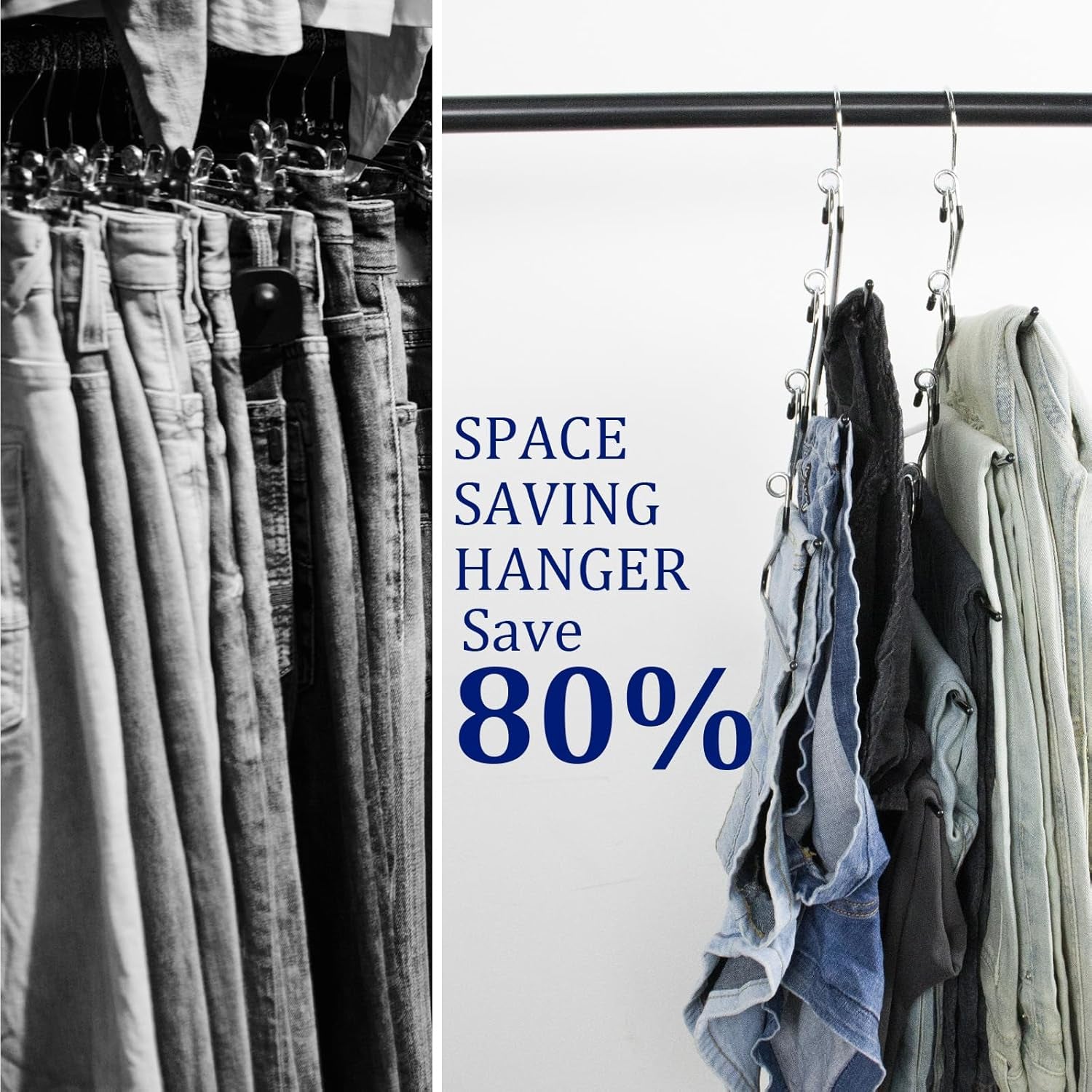 Pants Hangers Space Saving - 20 Pack Non Slip Metal Hangers for Closet Multiple Layers,Open Ended Pants Hangers for Jeans Trouser Slacks (20, Black)