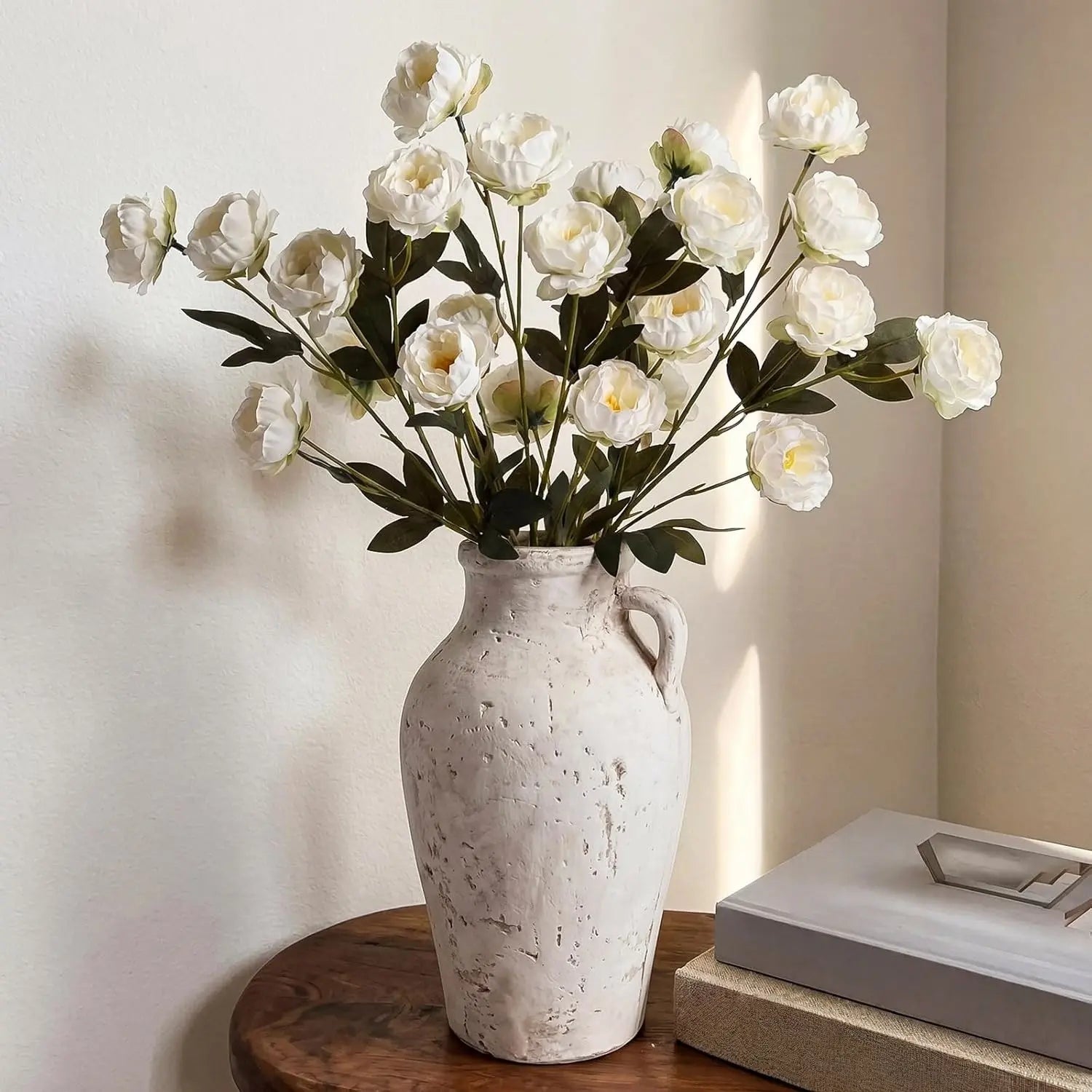 4 Artificial Peony Flowers for Vases, 28 Realistic Flower Heads, Long Stems, DIY Bouquets, Wedding Centerpieces, Home Decor, Faux Decorative Flowers, Faux Flower Decorations