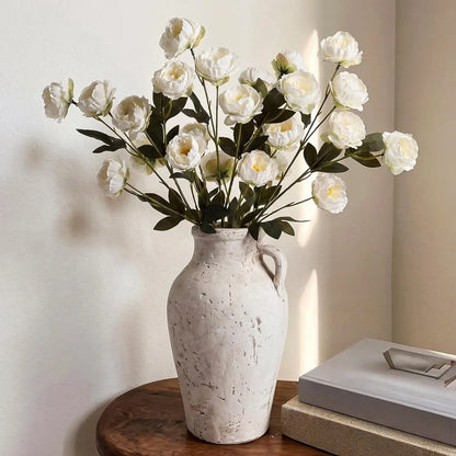 4 Artificial Peony Flowers for Vases, 28 Realistic Flower Heads, Long Stems, DIY Bouquets, Wedding Centerpieces, Home Decor, Faux Decorative Flowers, Faux Flower Decorations
