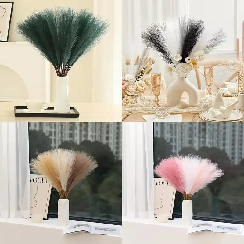 14Pcs Artificial Pampas Grass, Tall Faux Fur Grass, Large Fake Bouquet Branches, Floor Vase Fillers, Bohemian Decor for Home Kitchen, Fake Floral Decor, Artificial Plants