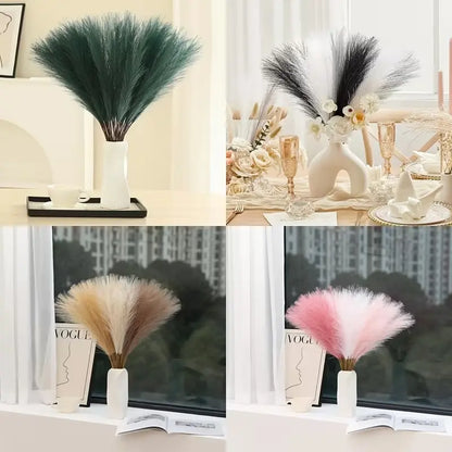 14Pcs Artificial Pampas Grass, Tall Faux Fur Grass, Large Fake Bouquet Branches, Floor Vase Fillers, Bohemian Decor for Home Kitchen, Fake Floral Decor, Artificial Plants