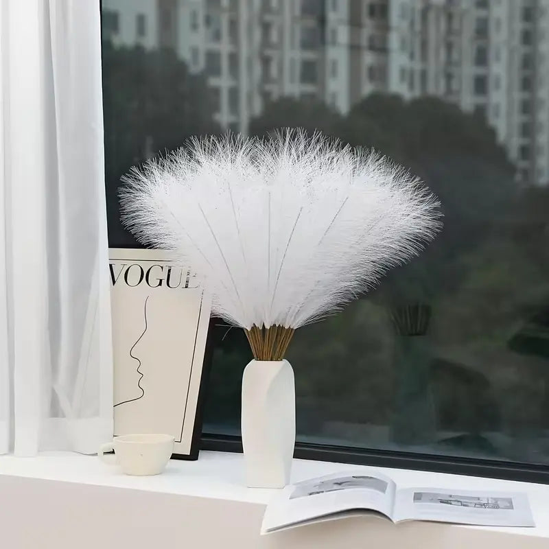14Pcs Artificial Pampas Grass, Tall Faux Fur Grass, Large Fake Bouquet Branches, Floor Vase Fillers, Bohemian Decor for Home Kitchen, Fake Floral Decor, Artificial Plants