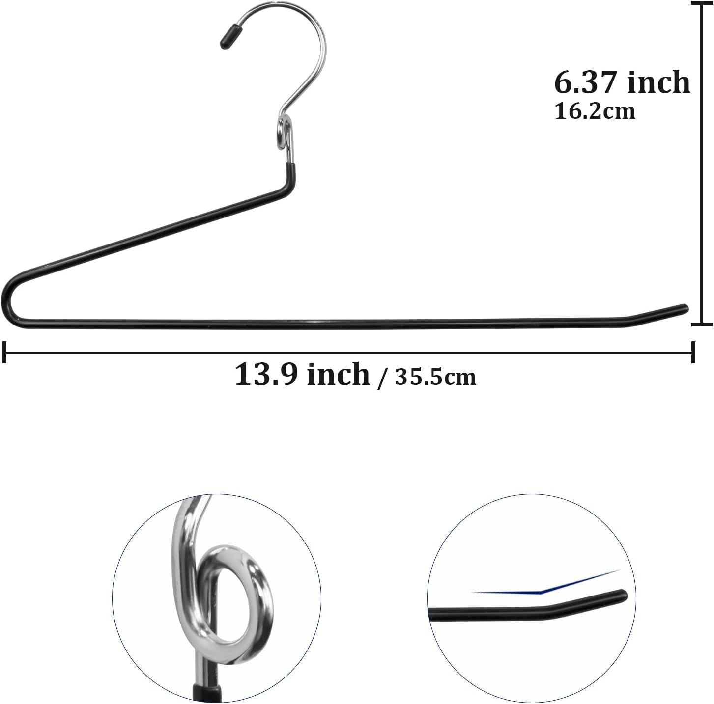 Pants Hangers Space Saving - 20 Pack Non Slip Metal Hangers for Closet Multiple Layers,Open Ended Pants Hangers for Jeans Trouser Slacks (20, Black)