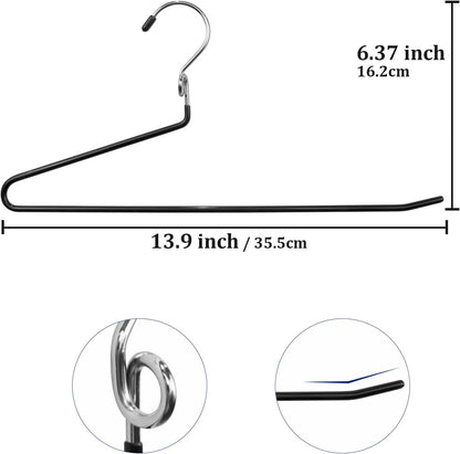 Pants Hangers Space Saving - 20 Pack Non Slip Metal Hangers for Closet Multiple Layers,Open Ended Pants Hangers for Jeans Trouser Slacks (20, Black)