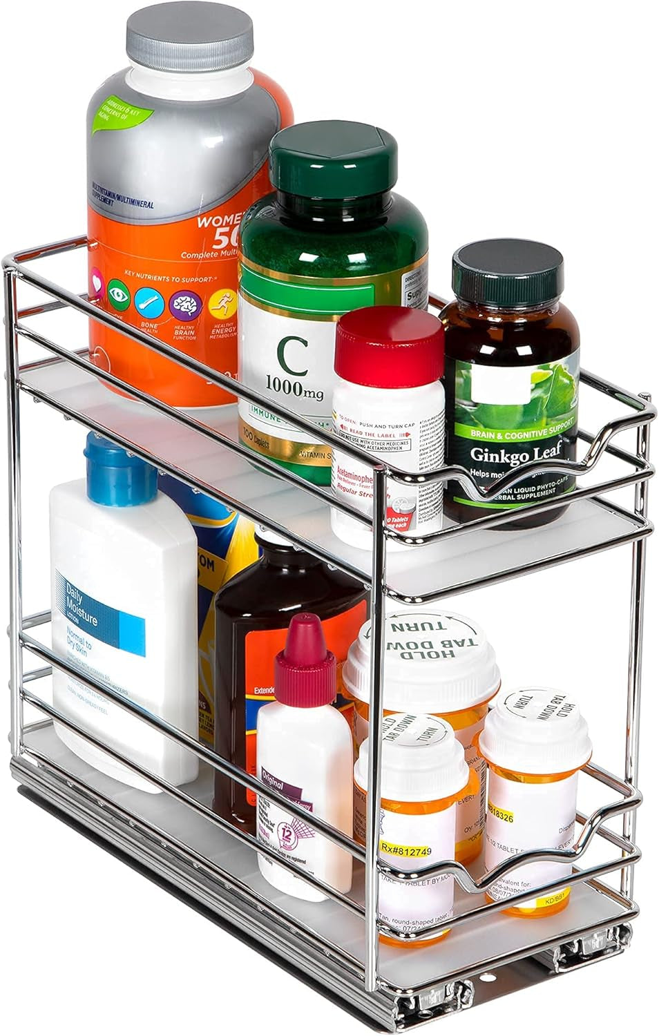 Pull-Out Cabinet Organizer for Spices and Canned Goods, Dimensions: 4.5"W x 10.375"D x 8.875"H