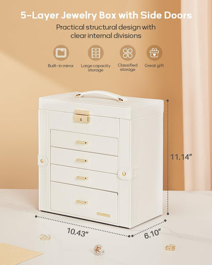 Premium 5-Layer Jewelry Organizer with Lock for Women’s Dresser