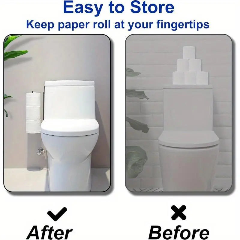 Wall Mounted Toilet Paper Holder, Punch Free Toilet Paper Storage Rack with Towel Bar, Toilet Paper Dispenser Rack, Bathroom Storage Rack for Kitchen & Bathroom, Toilet Paper Organizer, Toilet Paper Roll Holder, Bathroom Gadgets
