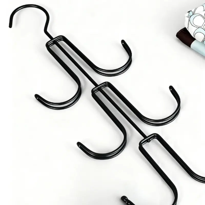 1 Pc Heavy-Duty Rotatable Multi-Tier Multi-Hook Hanger Organizer - Space-Saving Kitchen Bag Rack for Handbags, Belts, Scarves, Maximize Space Closet Storage Holder (Black)