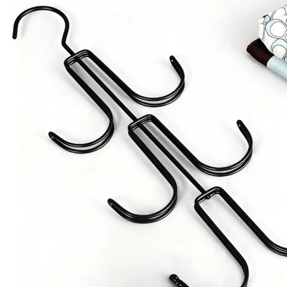1 Pc Heavy-Duty Rotatable Multi-Tier Multi-Hook Hanger Organizer - Space-Saving Kitchen Bag Rack for Handbags, Belts, Scarves, Maximize Space Closet Storage Holder (Black)