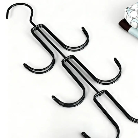 1 Pc Heavy-Duty Rotatable Multi-Tier Multi-Hook Hanger Organizer - Space-Saving Kitchen Bag Rack for Handbags, Belts, Scarves, Maximize Space Closet Storage Holder (Black)