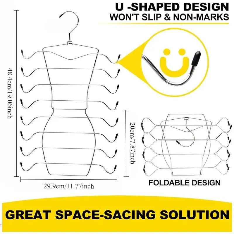 8 Layer Rotating Hanger, 2 Counts Foldable Underwear Hanger, Space Saving Clothes Hanger, Home Organizer for Bedroom, Closet, Wardrobe, Hanging, Storage Hanger, Rotatable Clothes Hanger, Space Saver Hangers