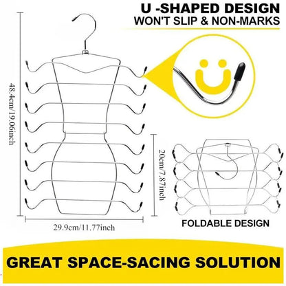 8 Layer Rotating Hanger, 2 Counts Foldable Underwear Hanger, Space Saving Clothes Hanger, Home Organizer for Bedroom, Closet, Wardrobe, Hanging, Storage Hanger, Rotatable Clothes Hanger, Space Saver Hangers
