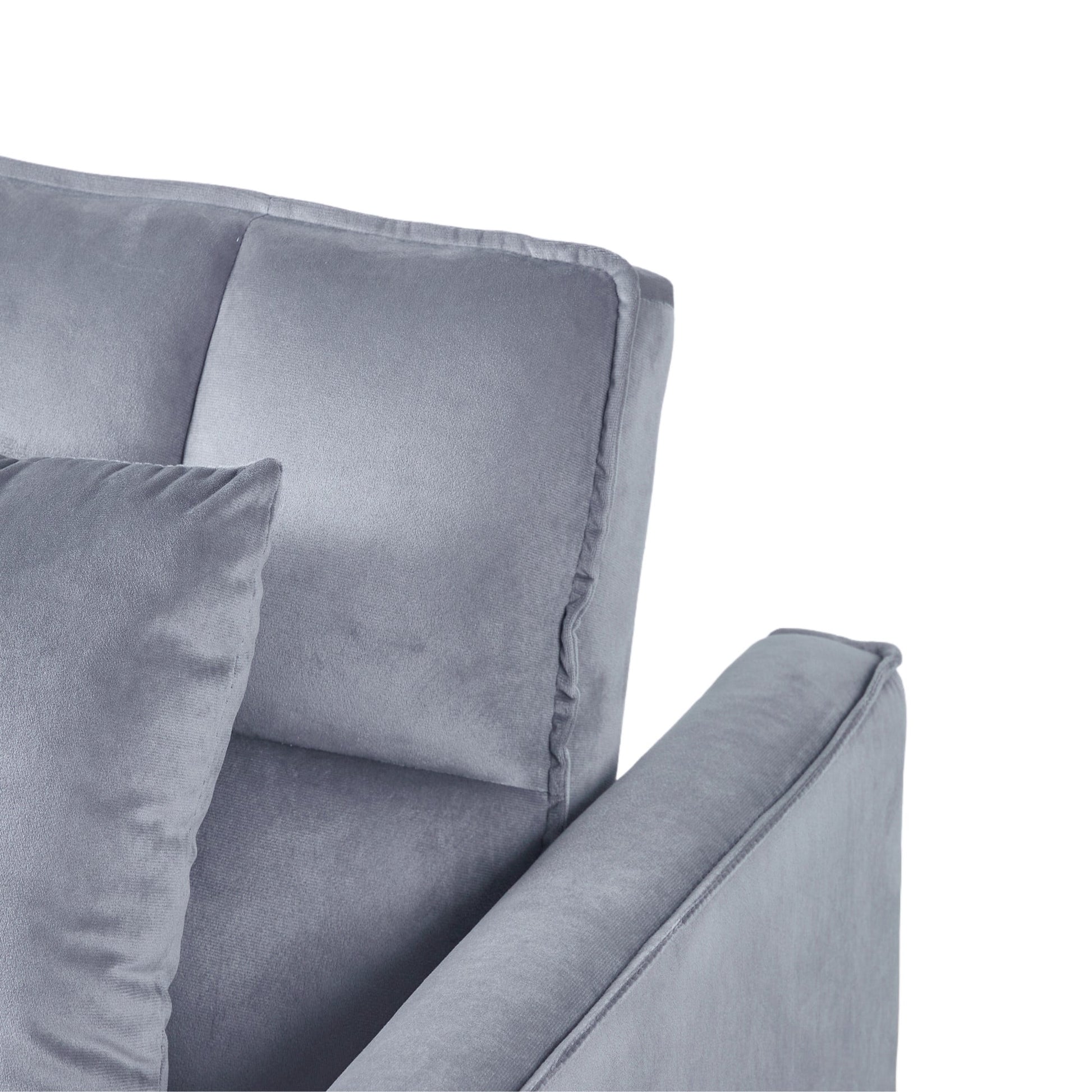 51.1-Inch Velvet Convertible Sofa Bed with Adjustable Backrest - Light Grey Loveseat for Living Room or Office