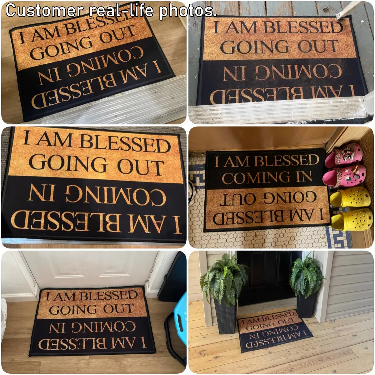 Blessing Letter Pattern Door Mat, Minimalist Indoor Entryway Rug, Creative Small Floor Mat for Living Rooms, Bedrooms, and Dorms – Good Luck Area Rug