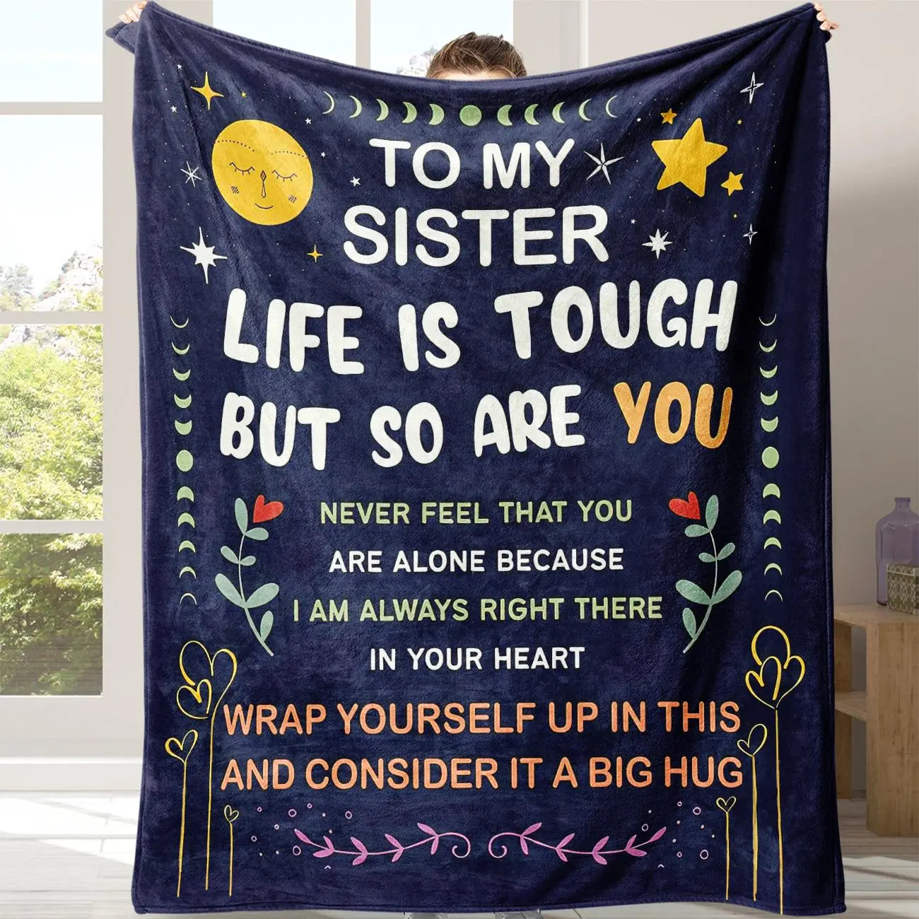 Soft Cozy Letter Slogan Print Throw Blanket with Storage Bag - Ideal for Home, Office, Travel, and Camping - Perfect Gift for Sisters