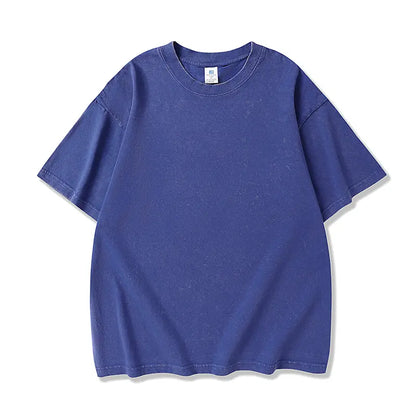 Men'S Cotton T-Shirts Half Short Sleeves Casual Loose Soild Streetwear Tops, Unisex Retro Street T-Shirts, Loose Fit Acid Washed Men'S T Shirts,Summerwins,Father'Sdaygifts,Back to School,Back to School Shopping