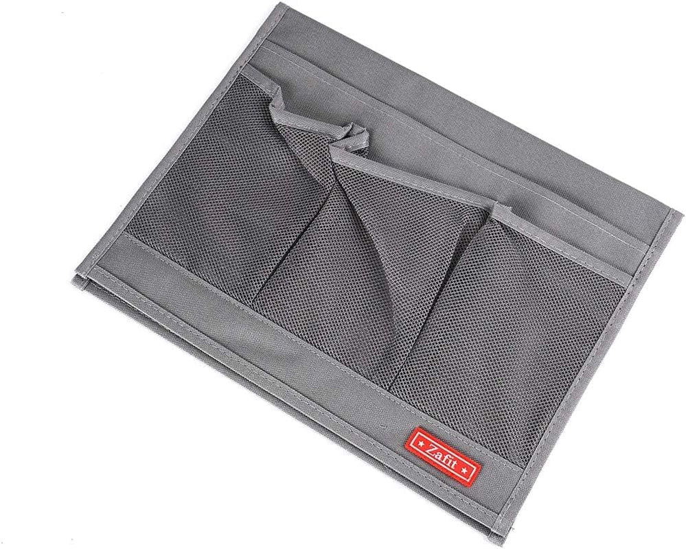 Bedside Storage Organizer with 4 Pockets - Classic Grey Table Cabinet for Remotes, Phones, and Glasses