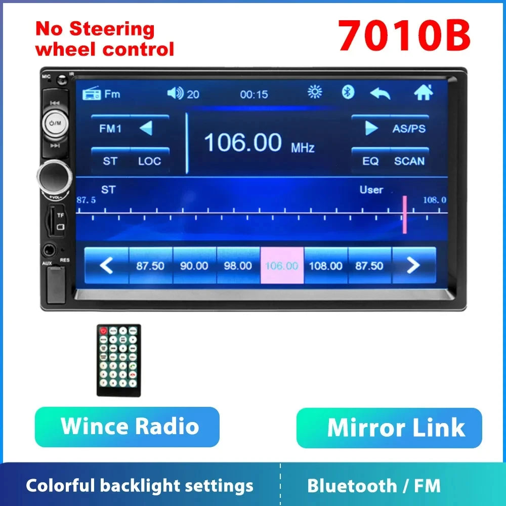 Podofo 2 Din Car Radio 7" HD Autoradio Multimedia Player 2DIN Touch Screen Auto Audio Car Stereo MP5 Bluetooth USB TF FM Camera