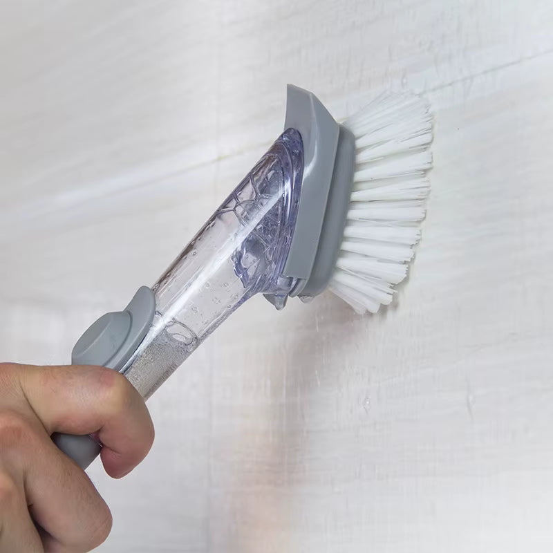 Kitchen Cleaning Brush with Dishwashing Sponge 2 in 1 Long Handle Dish Washing Brush Household Cleaning Tools