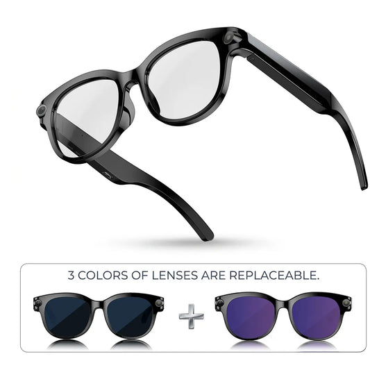 2026 New Wireless Wearable AI Smart Eyewear - 8MP Camera, Photo & Video Recording, Open-Ear HD Audio, Bluetooth Calls & Music, UV Protection, Multi-Language Translation, Button Control, Cool Tech Gadgets for Travel