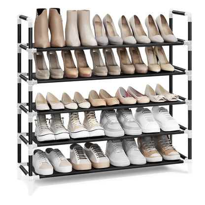 SONGMICS 5-Tier Shoe Rack, Shoe Storage for Hallway Closet, Slim and Space-Saving, Metal Frame, Non-Woven Fabric Shelves