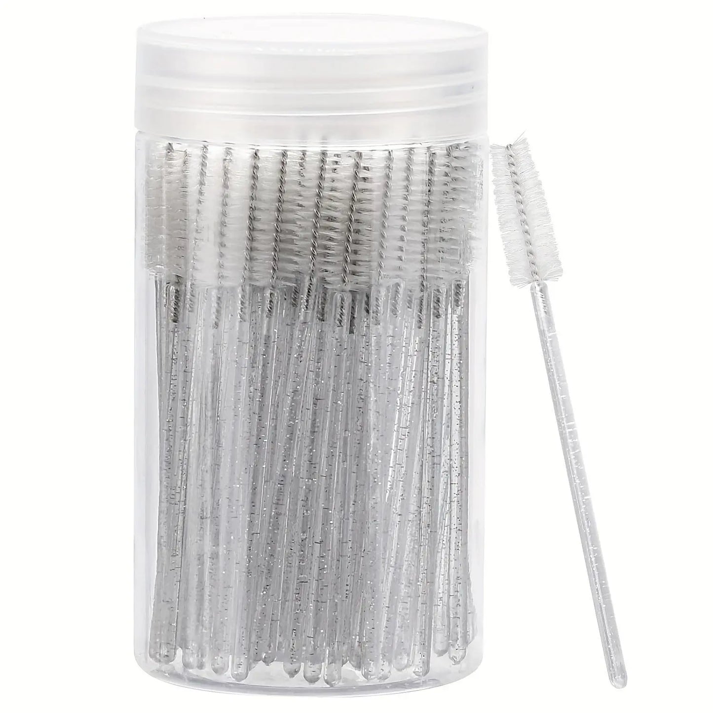 Disposable Eyelash Brush with Container, 40Pcs/Box Mascara Wands for Travel Eyelash Makeup, Portable Makeup Tools, Spoolie Accessories for Eyelash Extensions, Cosmetic Accessory, Makeup Brushes, Eyelash Tools, Cosmetics Makeup Tools