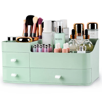 Large Capacity Makeup Organizer with Drawers for Vanity, Bathroom, and Bedroom - Ideal for Skincare, Brushes, Eyeshadows, Lotions, Lipsticks, and Nail Polish