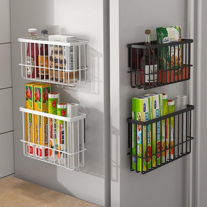 3-Piece Wall-Mounted Storage Box Set for Kitchen Cabinet Doors, Self-Adhesive Organizer for Wardrobe, Bathroom, and Refrigerator (Black)