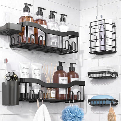 7-Pack Adhesive Stainless Steel Shower Organizer Shelf