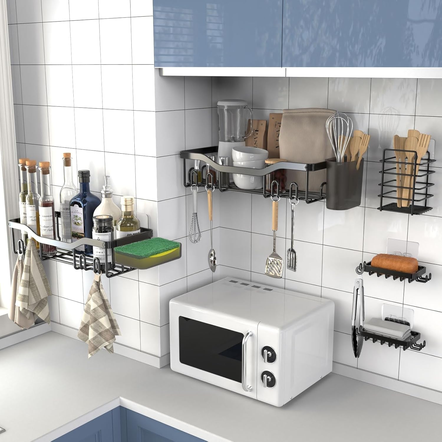7-Pack Adhesive Stainless Steel Shower Organizer Shelf