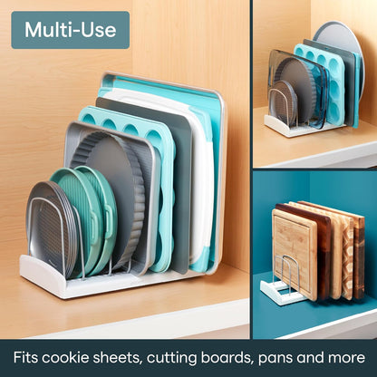 Storemore Adjustable Bakeware Rack with Dividers for Organized Baking Pan Storage