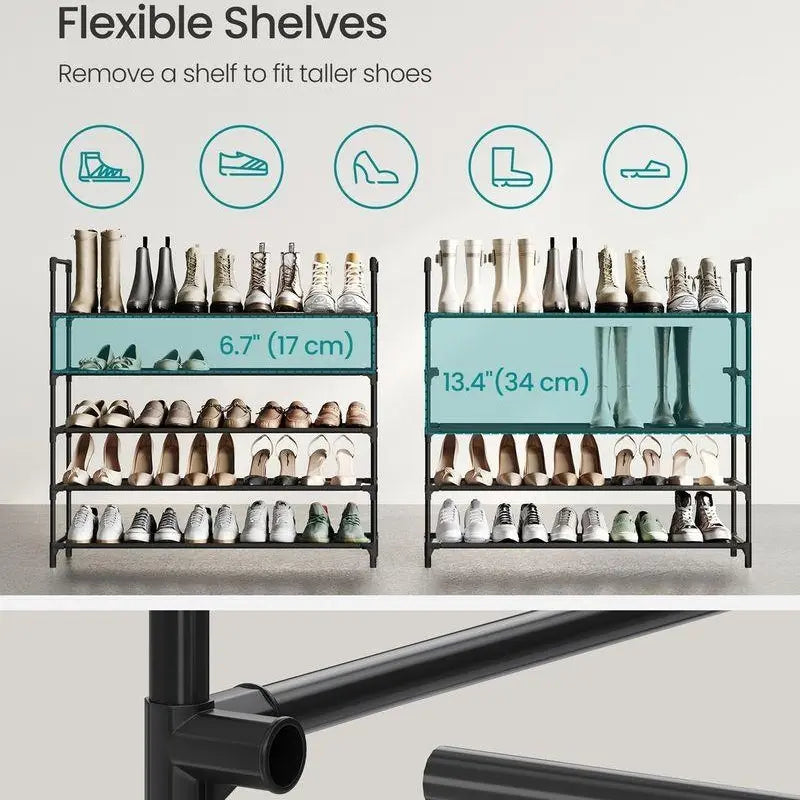 SONGMICS 5-Tier Shoe Rack, Shoe Storage for Hallway Closet, Slim and Space-Saving, Metal Frame, Non-Woven Fabric Shelves
